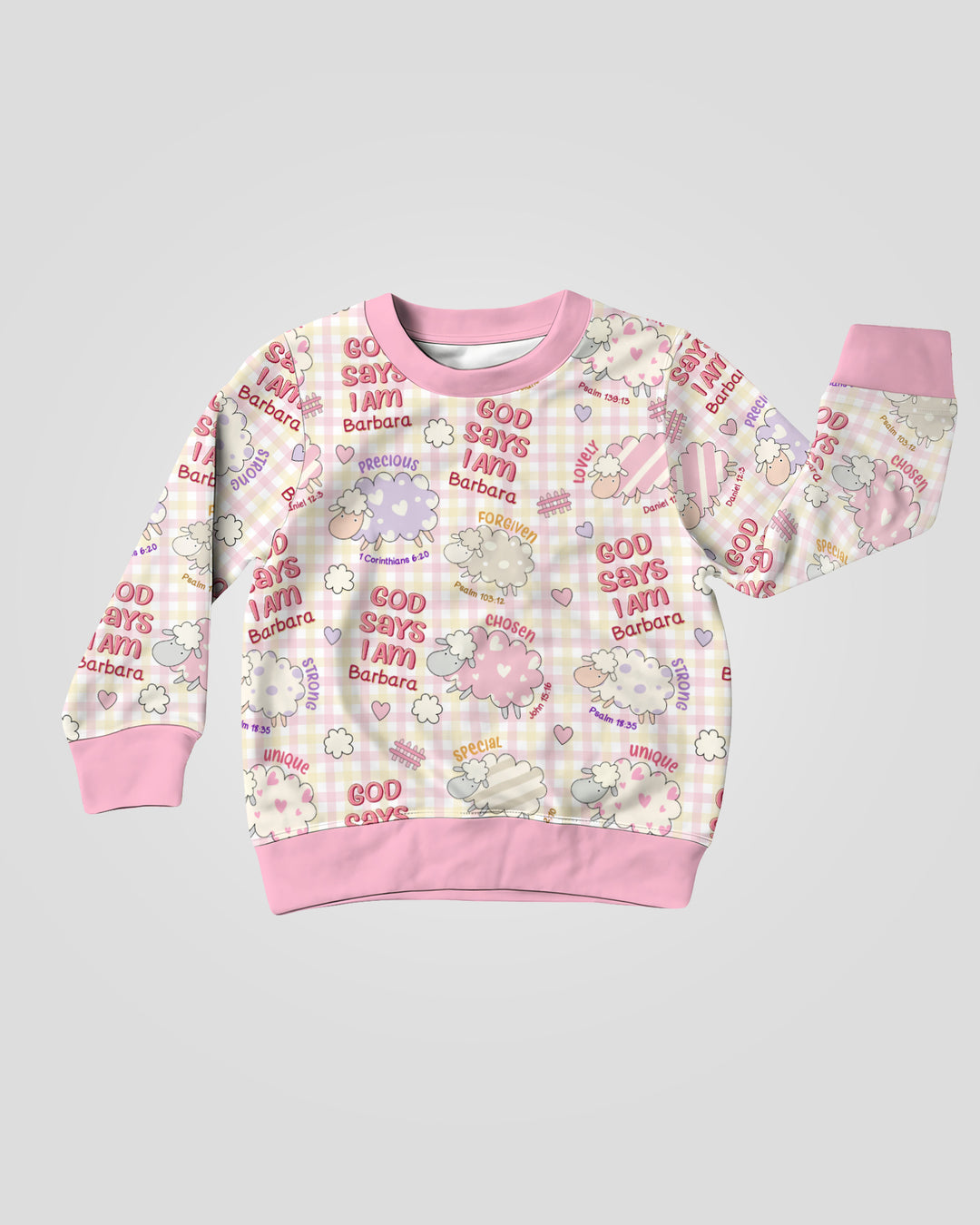 Little Lamb God Says I Am Custom Name Crewneck Sweatshirt