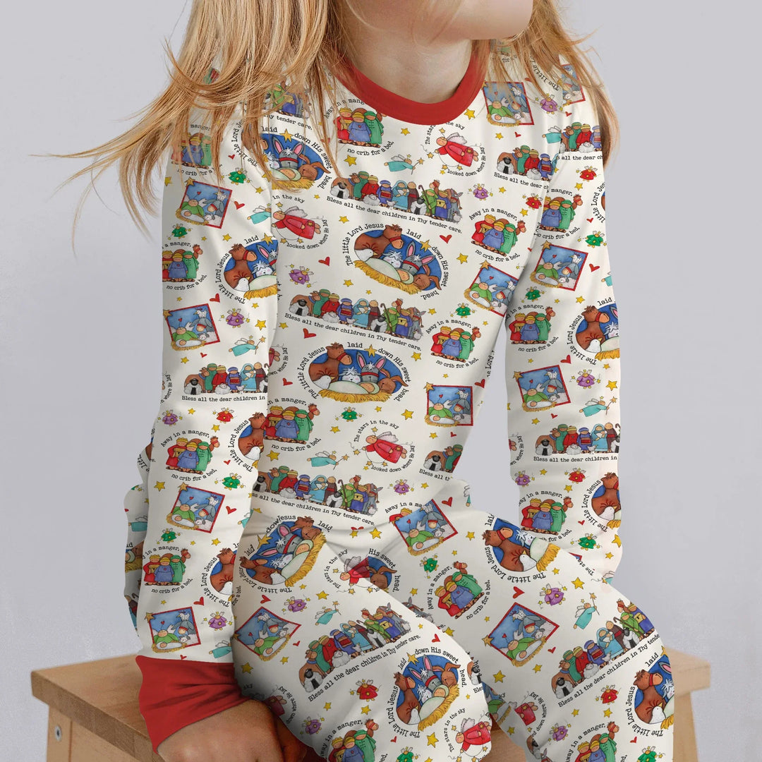 Zweiteiliges Langarm-Pyjama-Set mit Sommerfrüchten