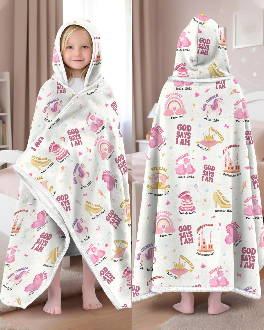 God Says I Am Girl Wearable Hooded Blanket