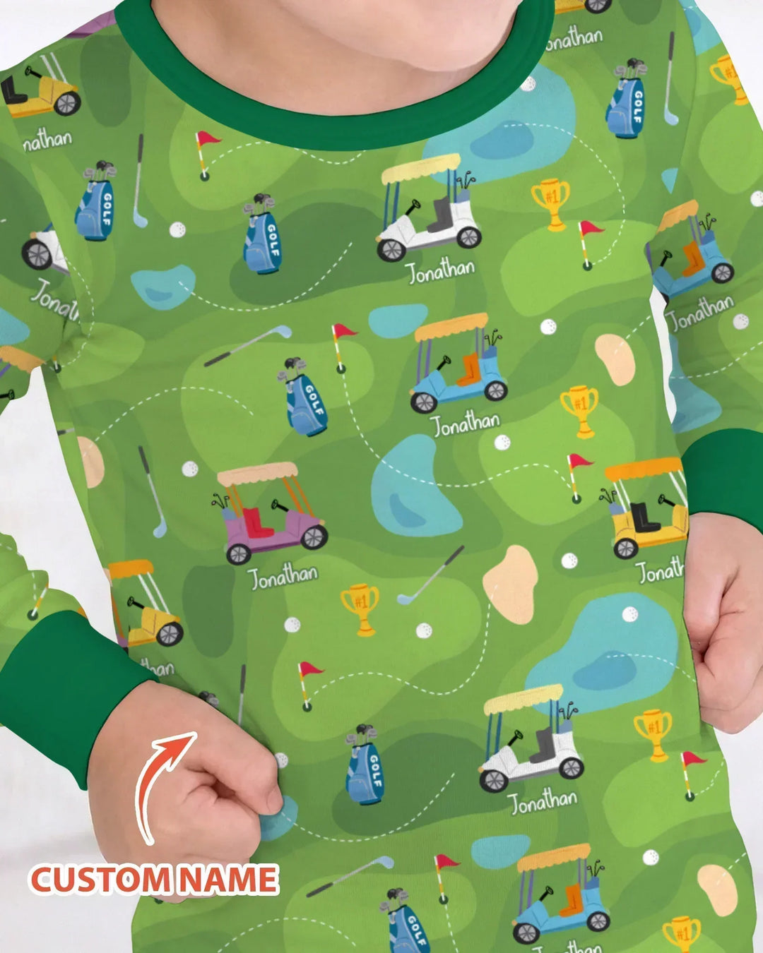 Custom Name Golf Season Family Matching Bamboo Two Piece Long Sleeve Pajama Set