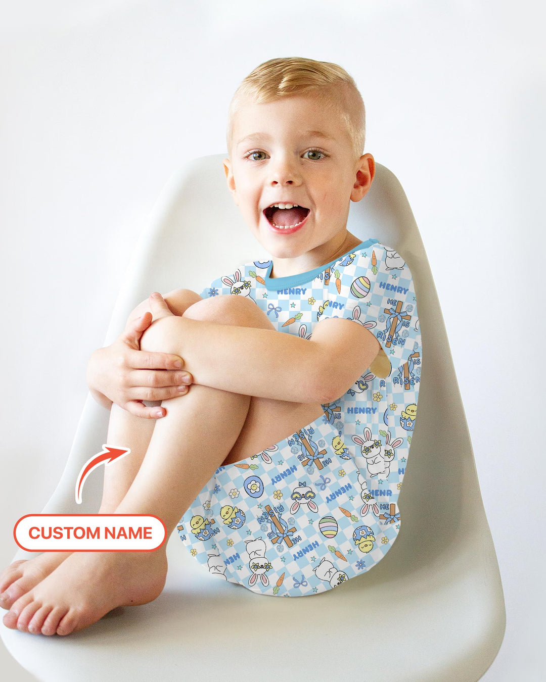 Custom Name Retro Easter Two Piece Short Sleeve Shorts Pajama Set