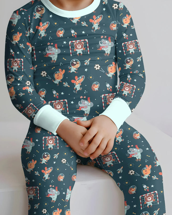 Conjunto de pijama de dos piezas de bambú con mangas largas, plantilla PERSONALIZADA