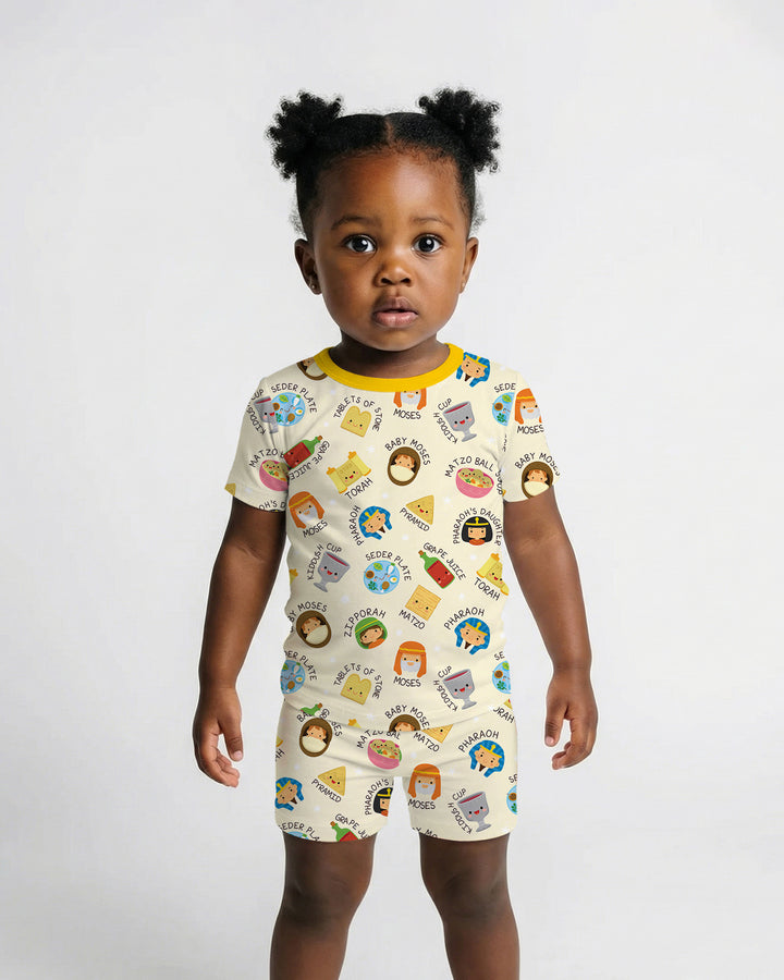 Template Zweiteiliges Pyjama-Set mit kurzen Ärmeln und Shorts