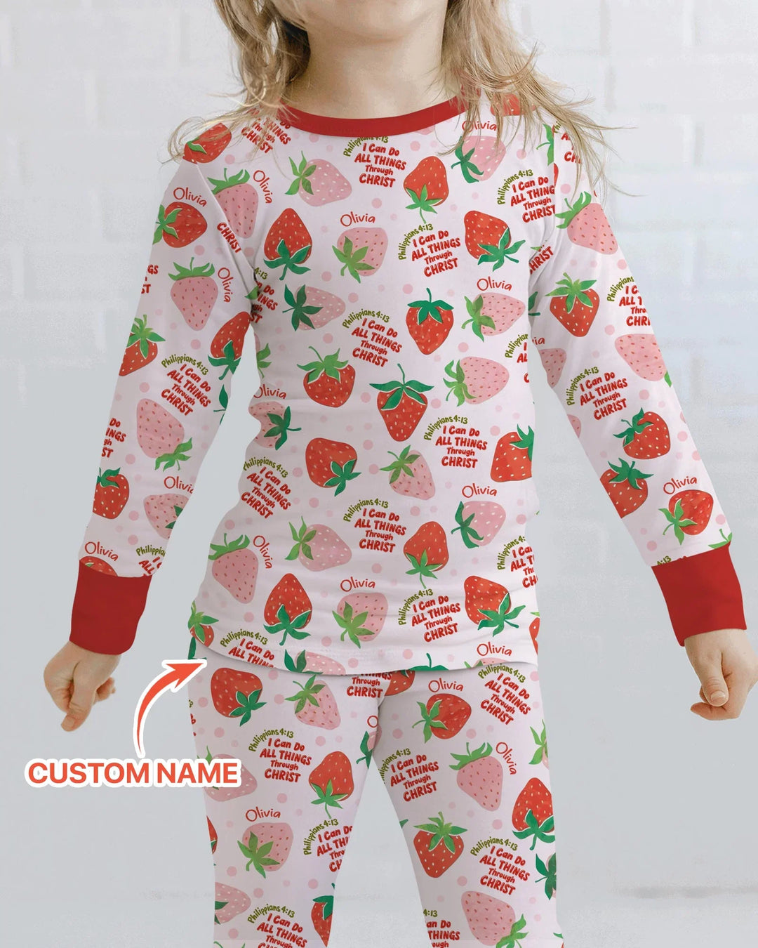 Conjunto de Pijama de Dos Piezas de Manga Larga de Bambú "Todo lo puedo en Cristo"