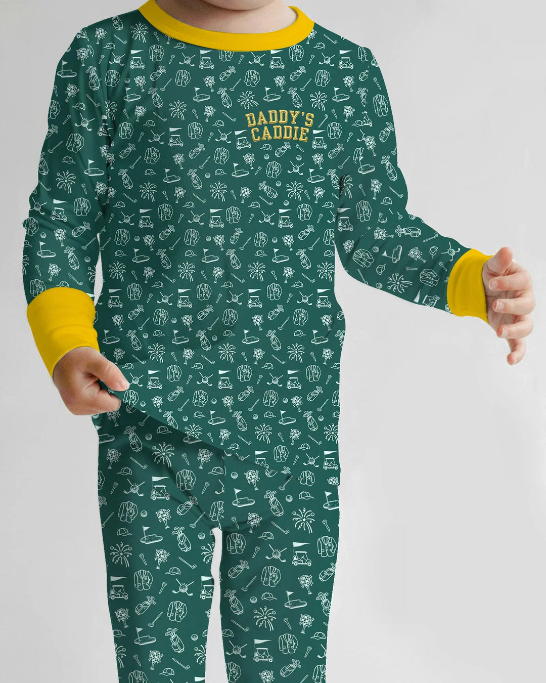 Conjunto de Pijama de Dos Piezas de Bambú con Bordado A Juego con Papá para Palos de Golf y Manga Larga