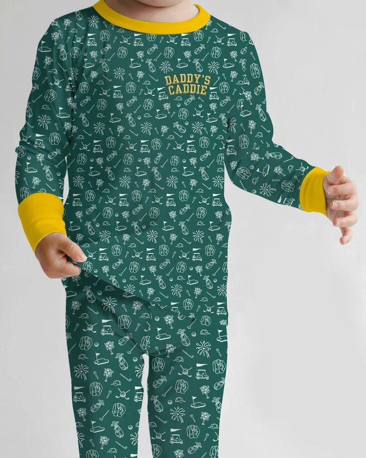 Conjunto de Pijama de Dos Piezas de Bambú con Bordado A Juego con Papá para Palos de Golf y Manga Larga