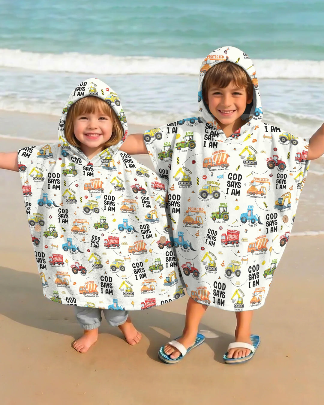 God Says I Am Boy Bamboo Swim Poncho