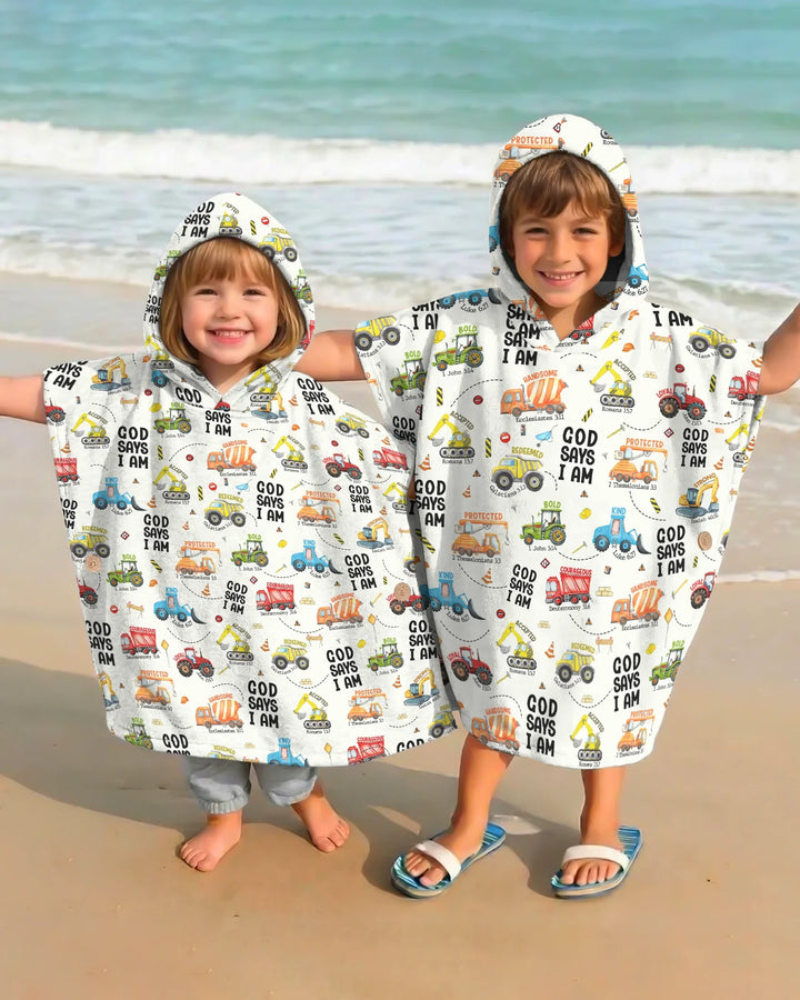 God Says I Am Boy Bamboo Swim Poncho