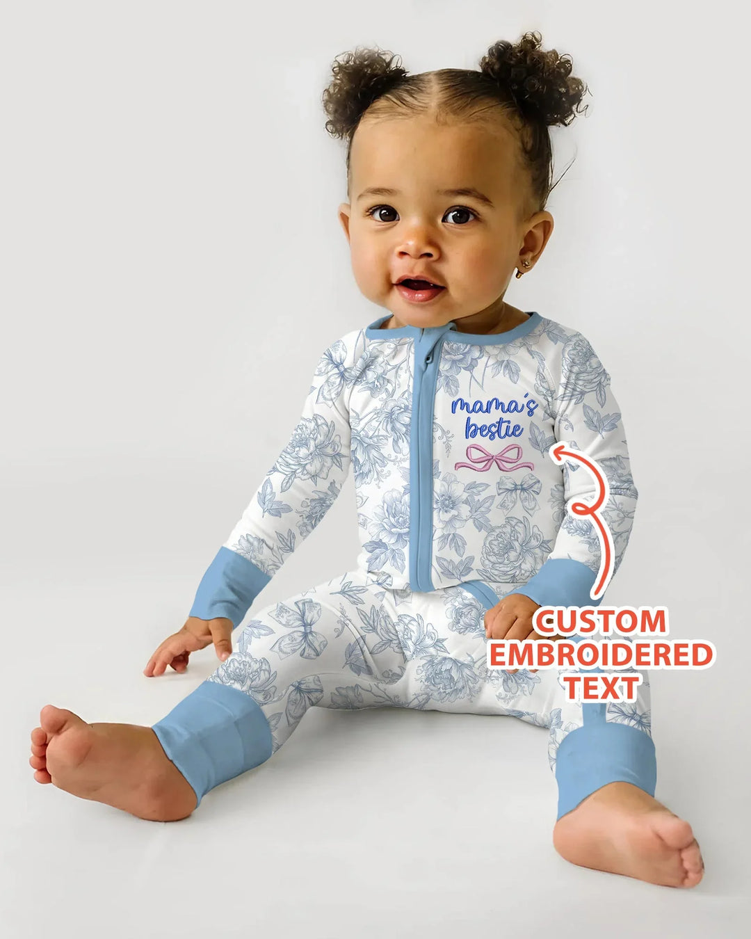 Custom Embroidered Mommy and Me Toile Matching Bamboo Convertible Zippy