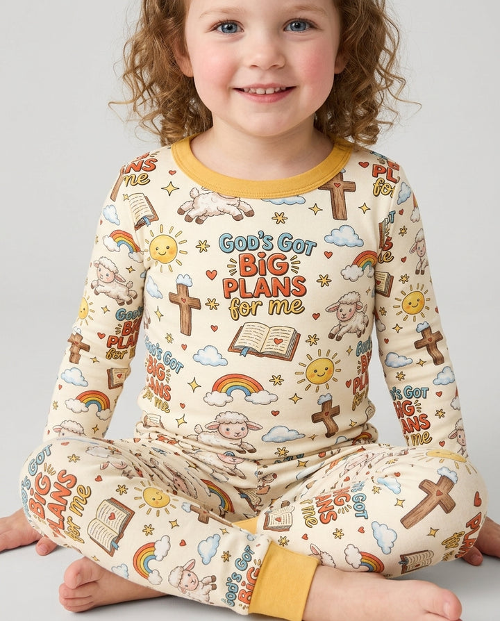 Zweiteiliges Langarm-Pyjama-Set mit Sommerfrüchten