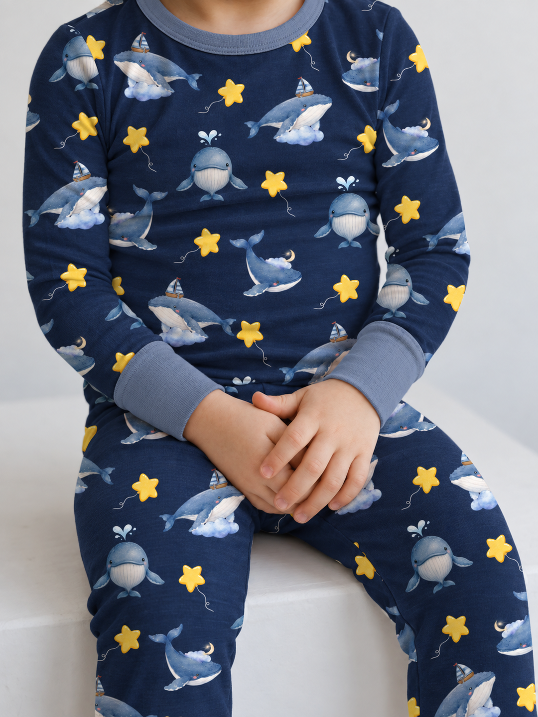 Whale Among The Stars Bamboo Two Piece Long Sleeve Pajama Set