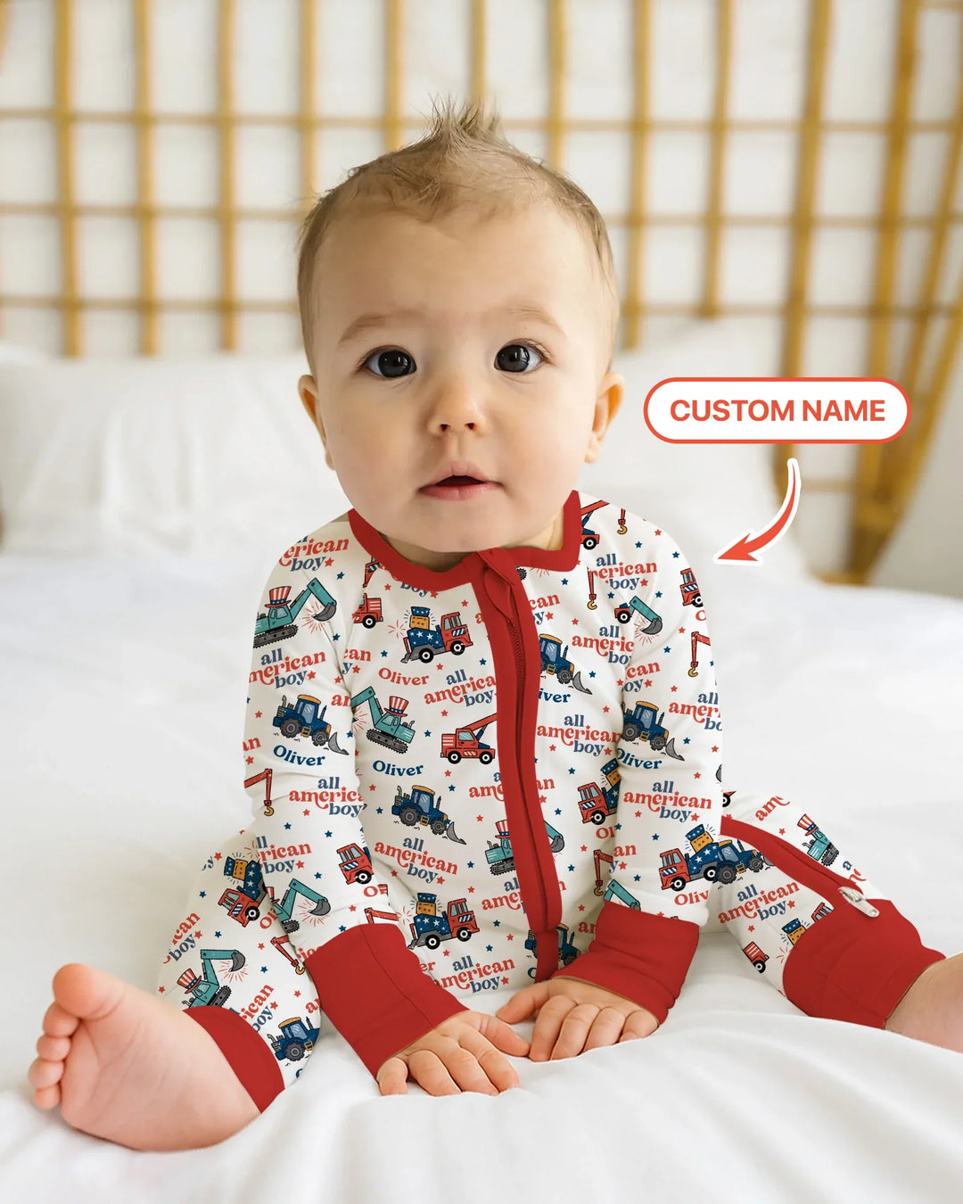Custom Name All-American Boy Bamboo Convertible Zippy