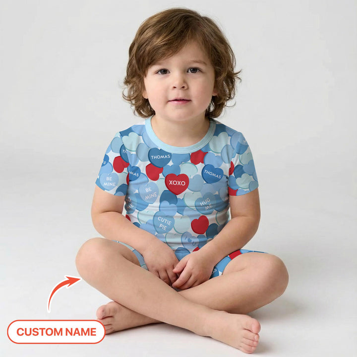 Valentine Candy Crush Family Matching Two Piece Short Sleeve Shorts Pajama Set