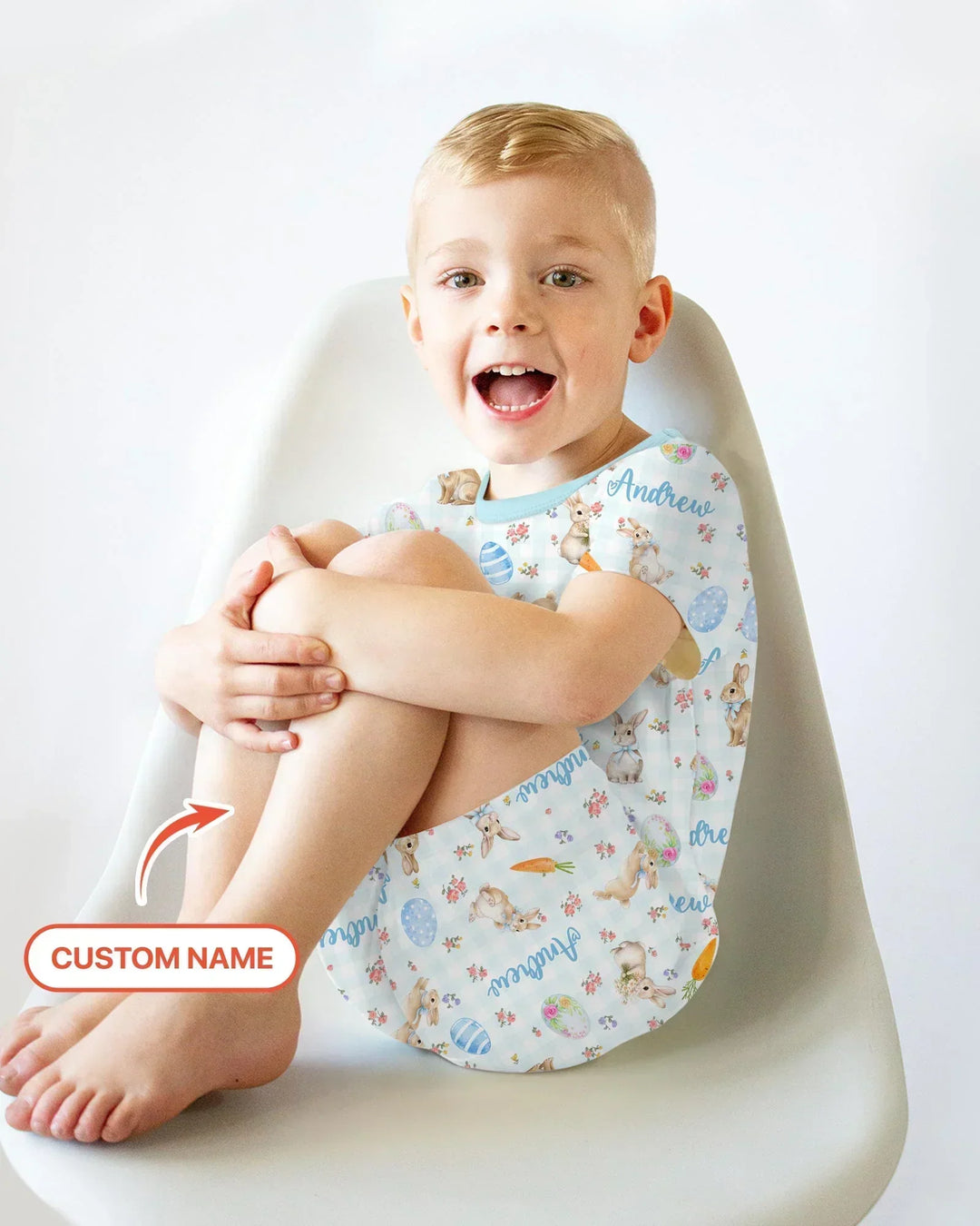 Custom Name Bunny Garden Two Piece Short Sleeve Shorts Pajama Set