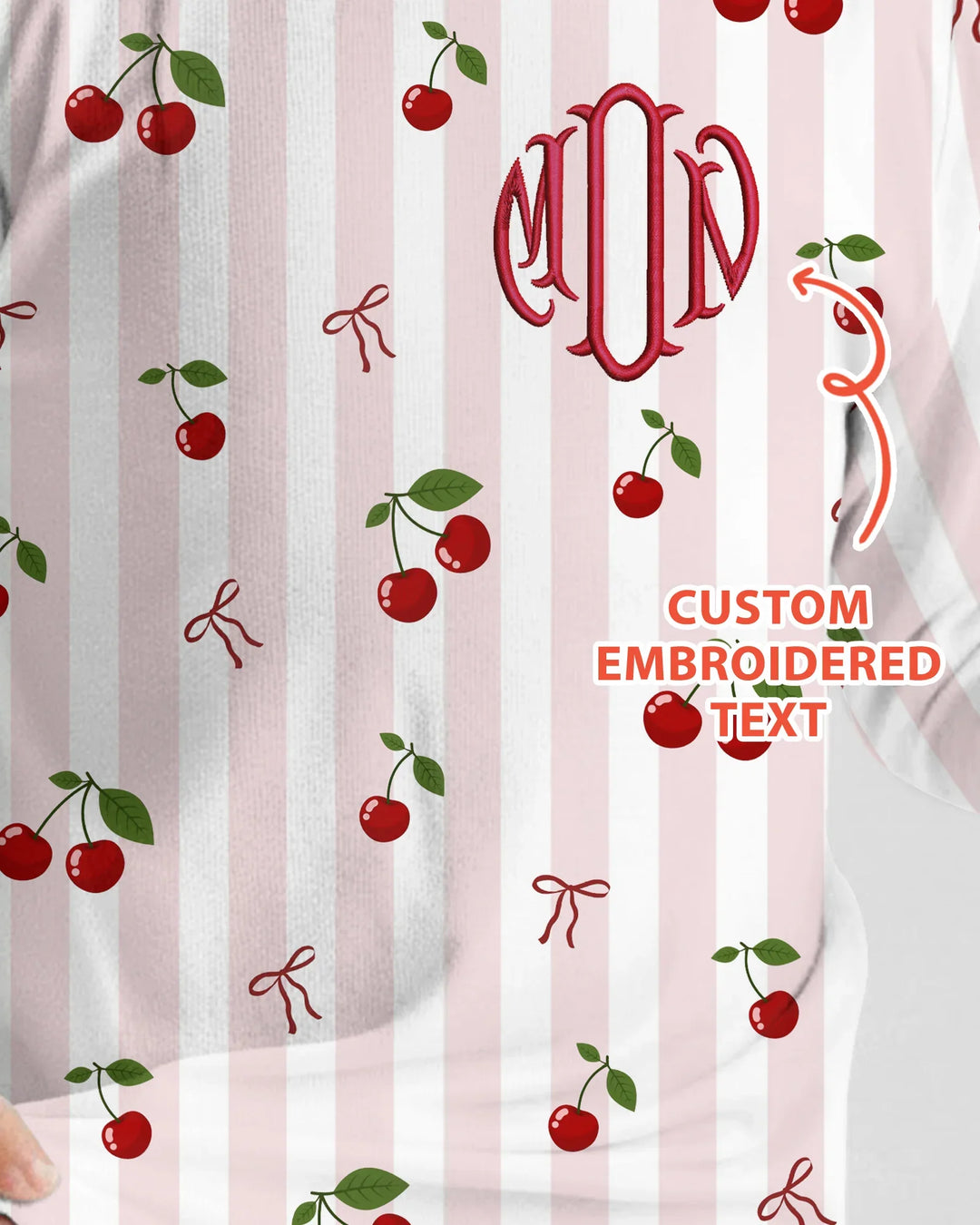 Personalized Embroidered Monogram Letter Bamboo Two Piece Long Sleeve Pajama Set