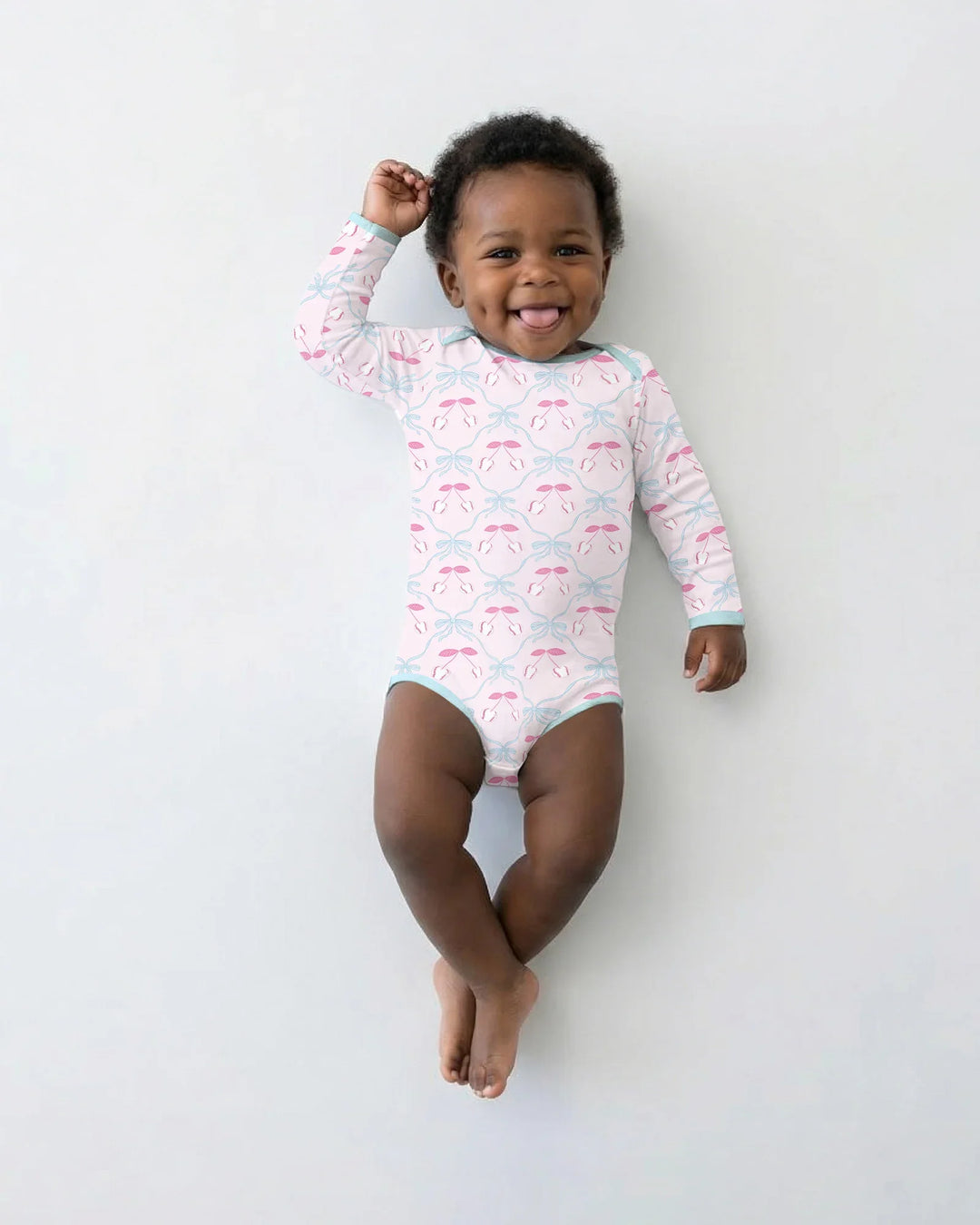 Cherry Baseball Softball Mom and Girl Matching Bamboo Bodysuit