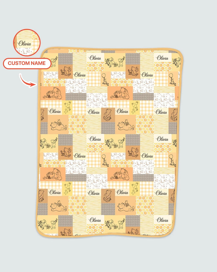 Personalized Classic Bear Patchwork Bamboo Blanket