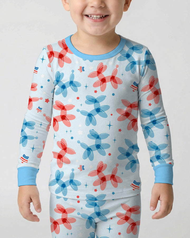 American Balloon Dog Party Bamboo Two Piece Long Sleeve Pajama Set