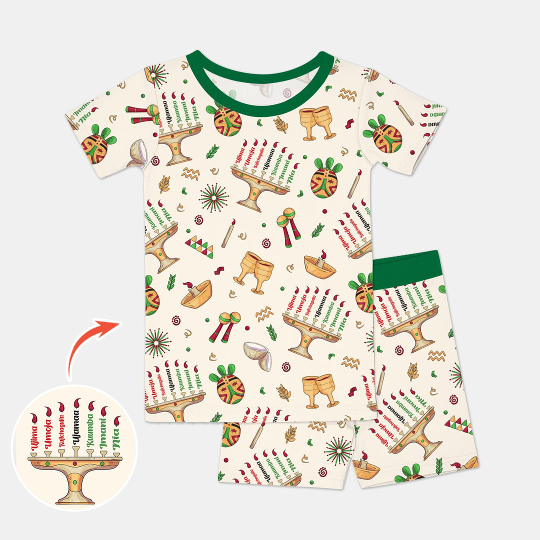 Happy Kwanzaa Two Piece Short Sleeve Shorts Pajama Set