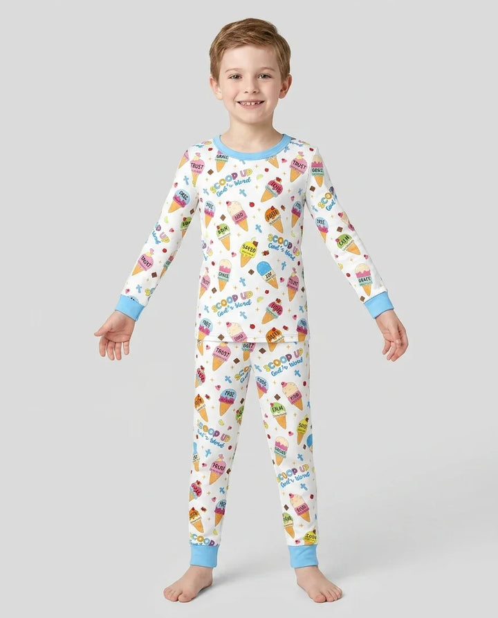Conjunto de pijama de dos piezas de bambú de manga larga a juego Mini Mystic Family