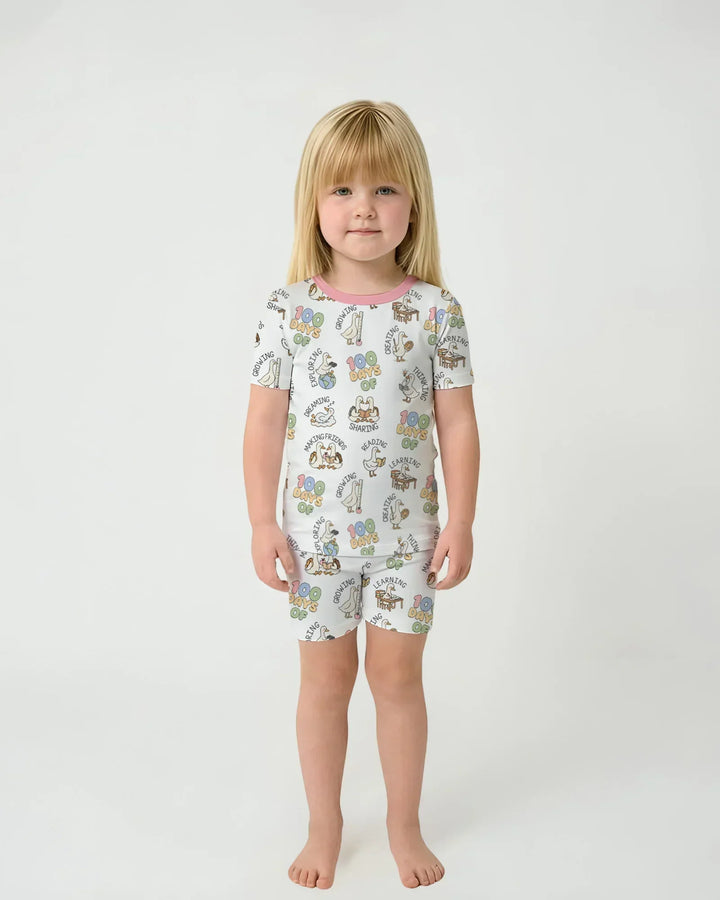 100 Days Of... Bamboo Two Piece Short Sleeve Shorts Pajama Set