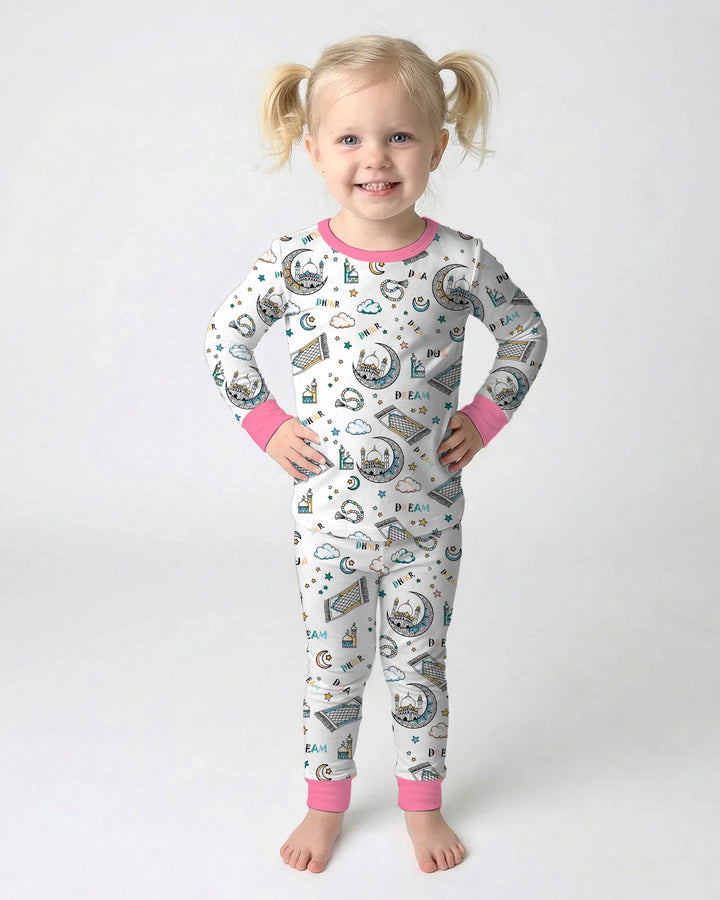 Dua, Dhikr, Dream Matching Family Two Piece Long Sleeve Pajama Set