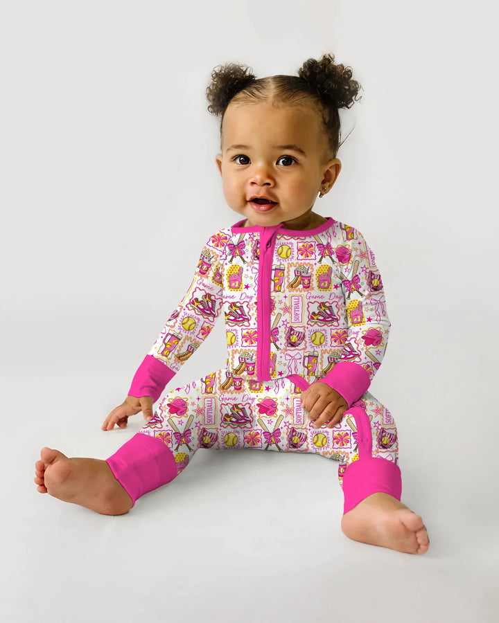 Pink Softball Game Day Bamboo Convertible Zippy