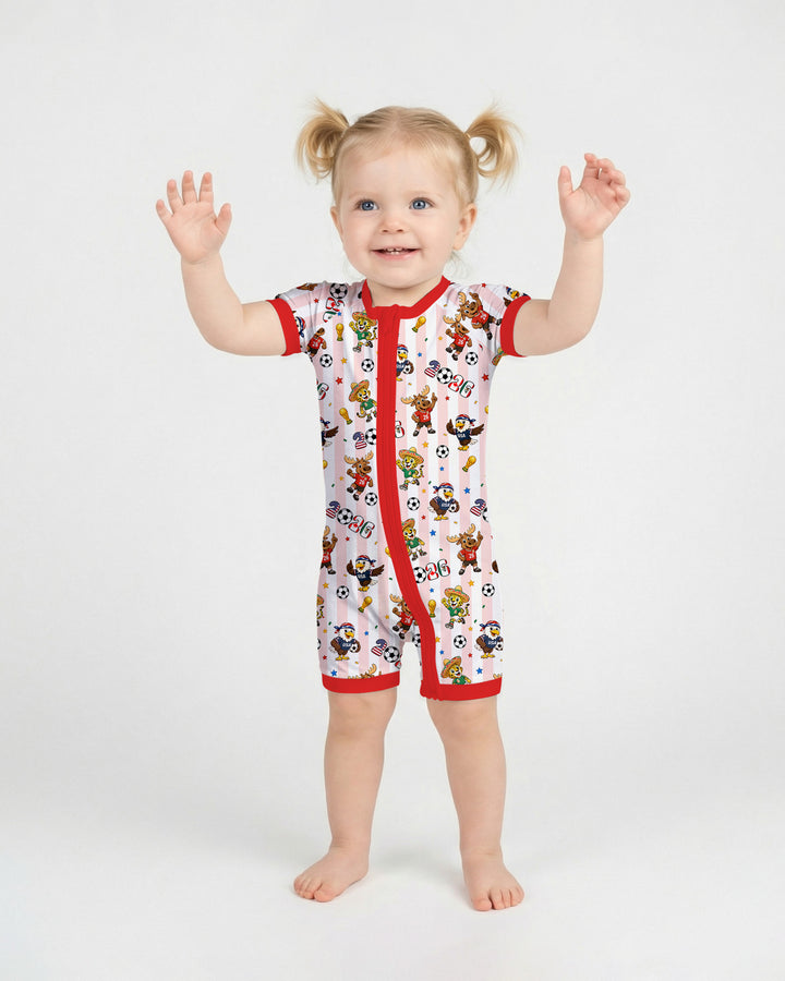 Striped Cute Mascots Soccer Cup 2026 Bamboo Shorty Zippy