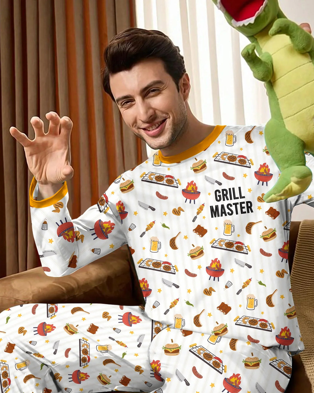 Embroidered Grill Dad Bamboo Men's Pajama Set