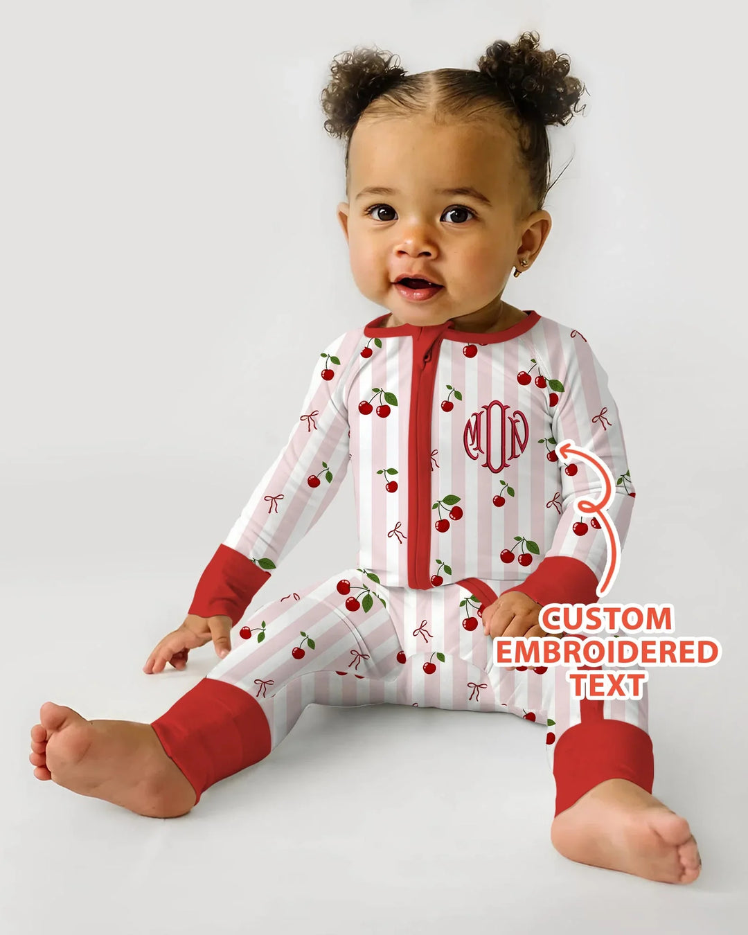 Personalized Embroidered Monogram Letter Cherry Bamboo Convertible Zippy