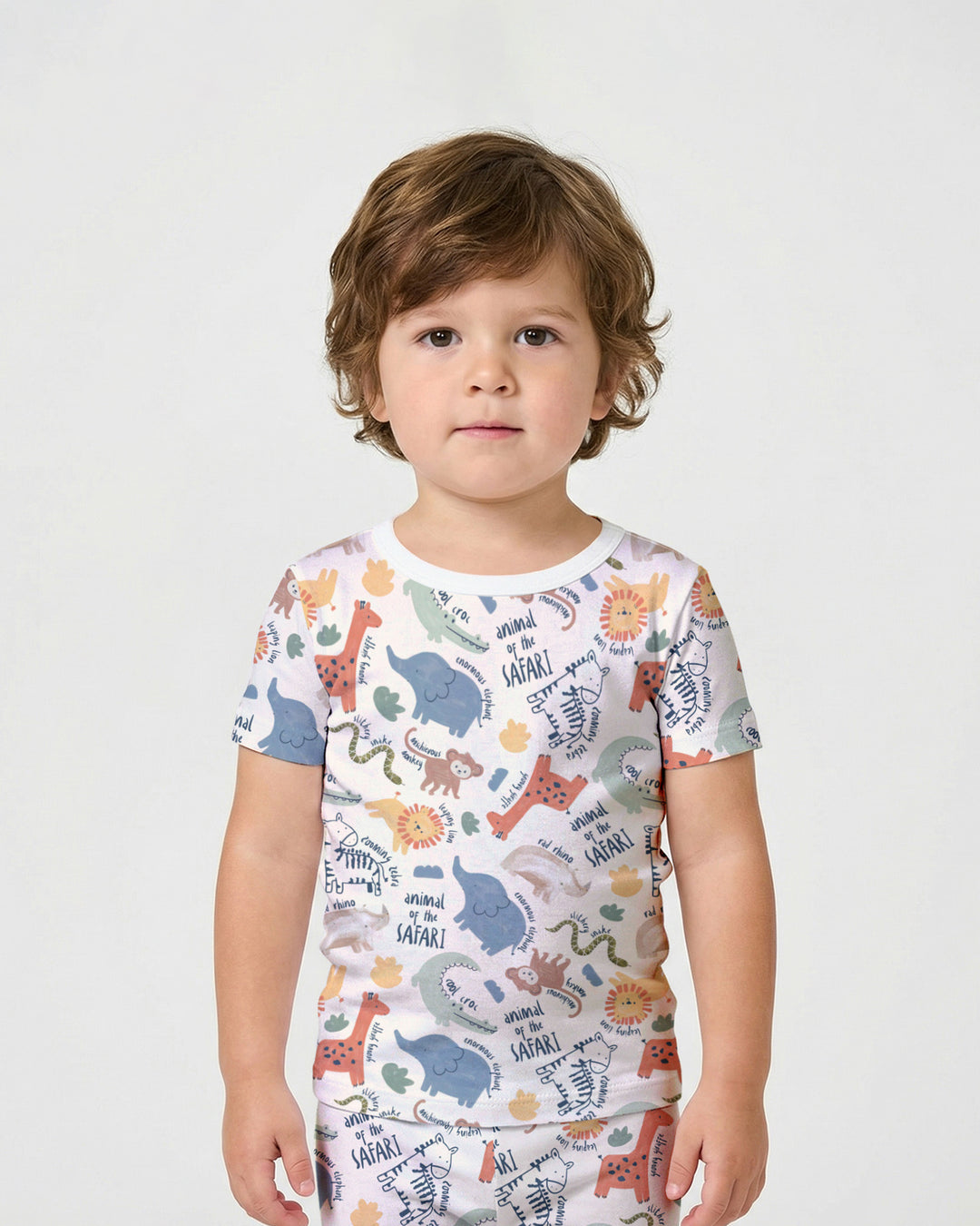 Funny African Animals Two Piece Short Sleeve Shorts Pajama Set