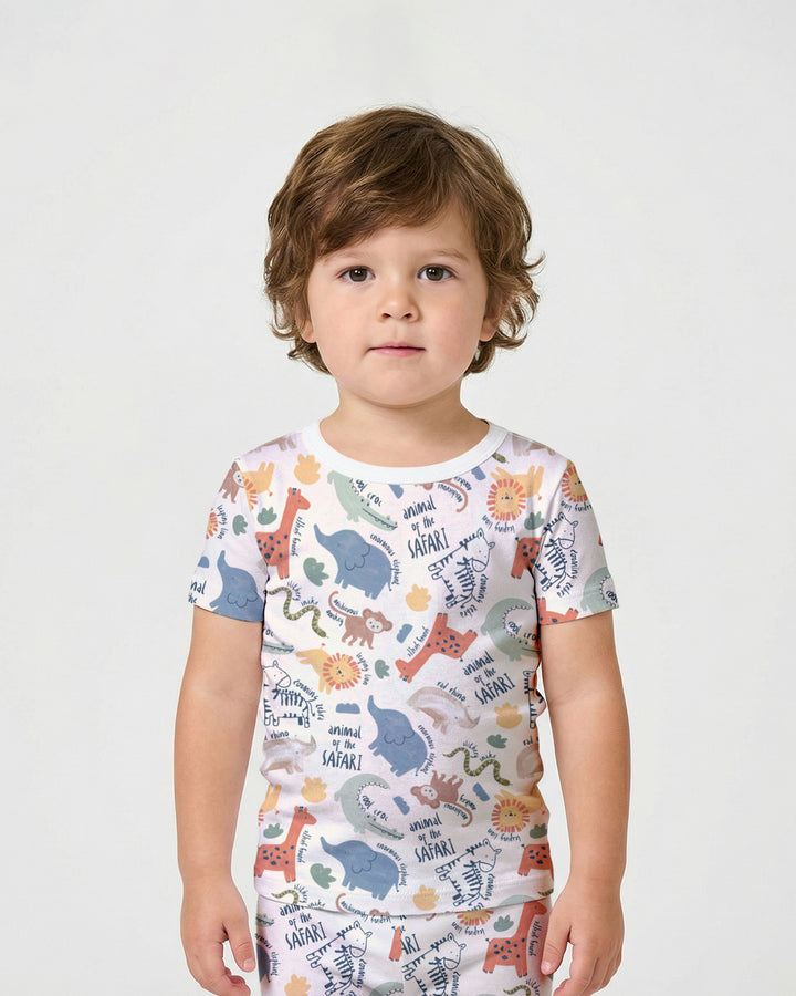 Funny African Animals Two Piece Short Sleeve Shorts Pajama Set