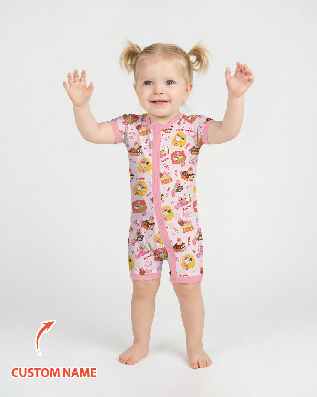 Little Book Worm Family Matching Bamboo Shorty Zippy