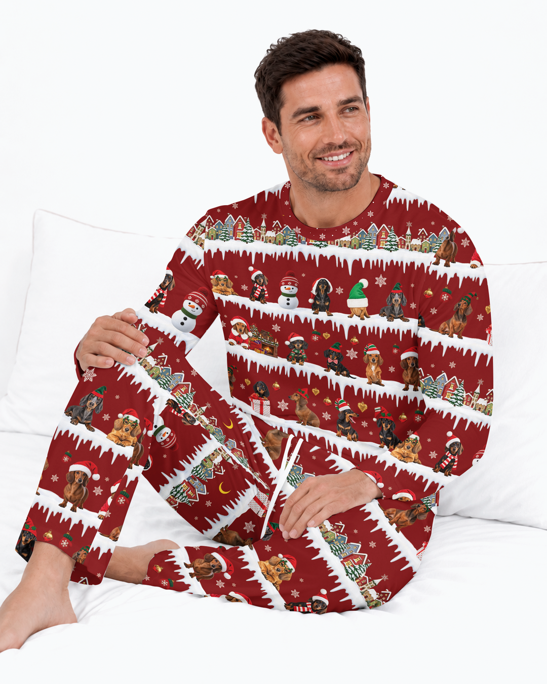 Dachshund Through The Snow Bamboo Men's Pajama Set