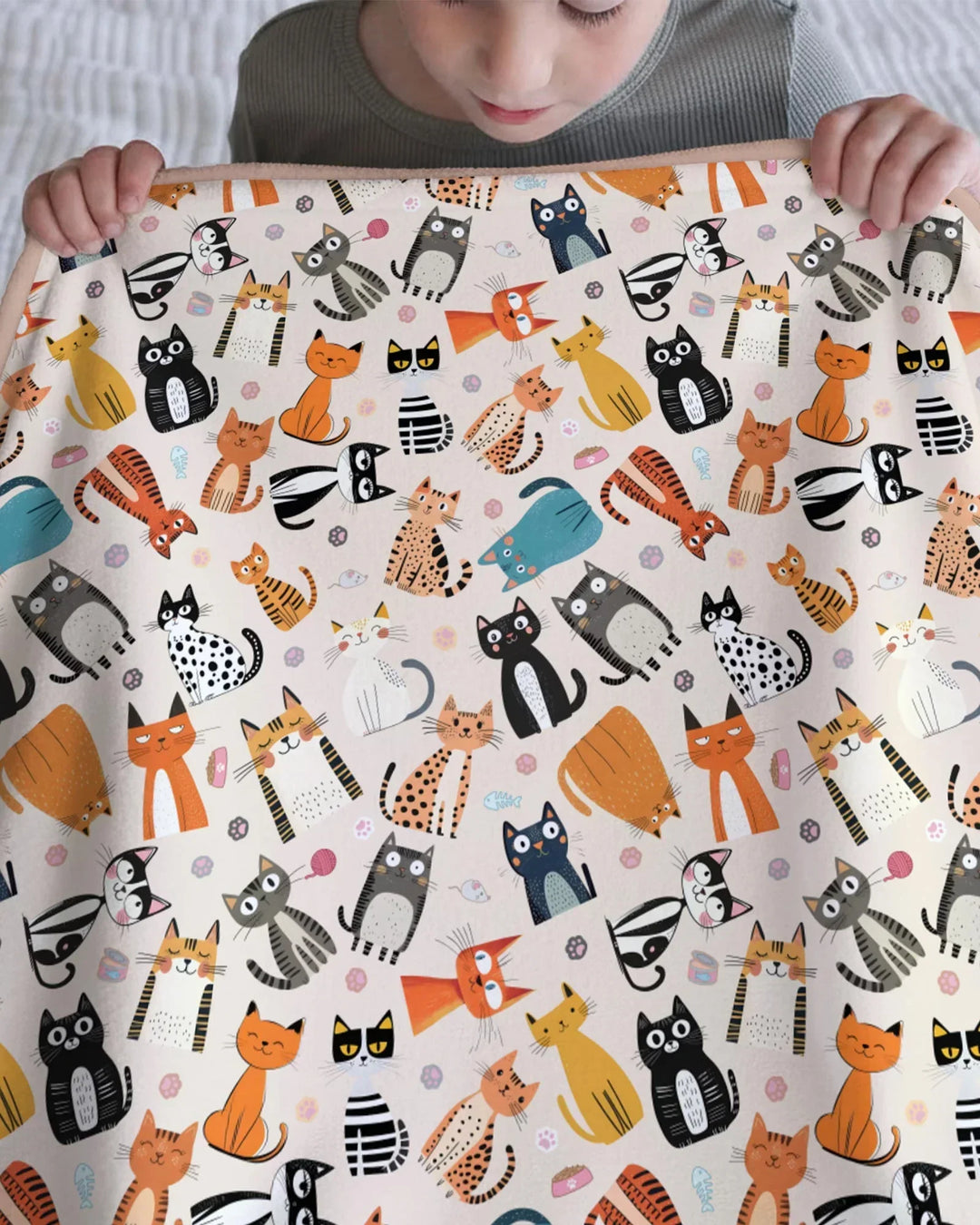 Goofy Mischief Cat Family Matching Bamboo Blanket