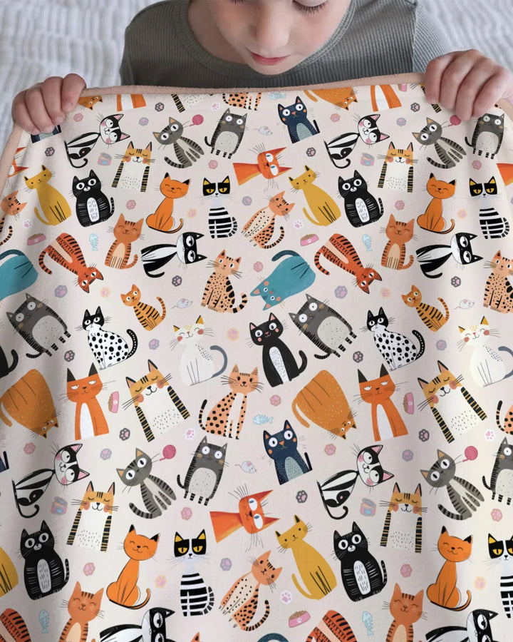 Goofy Mischief Cat Family Matching Bamboo Blanket