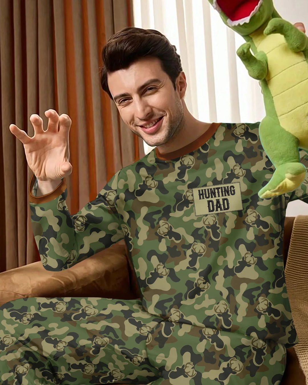 Embroidered Matching With Hunting Dad Bamboo Men's Pajama Set