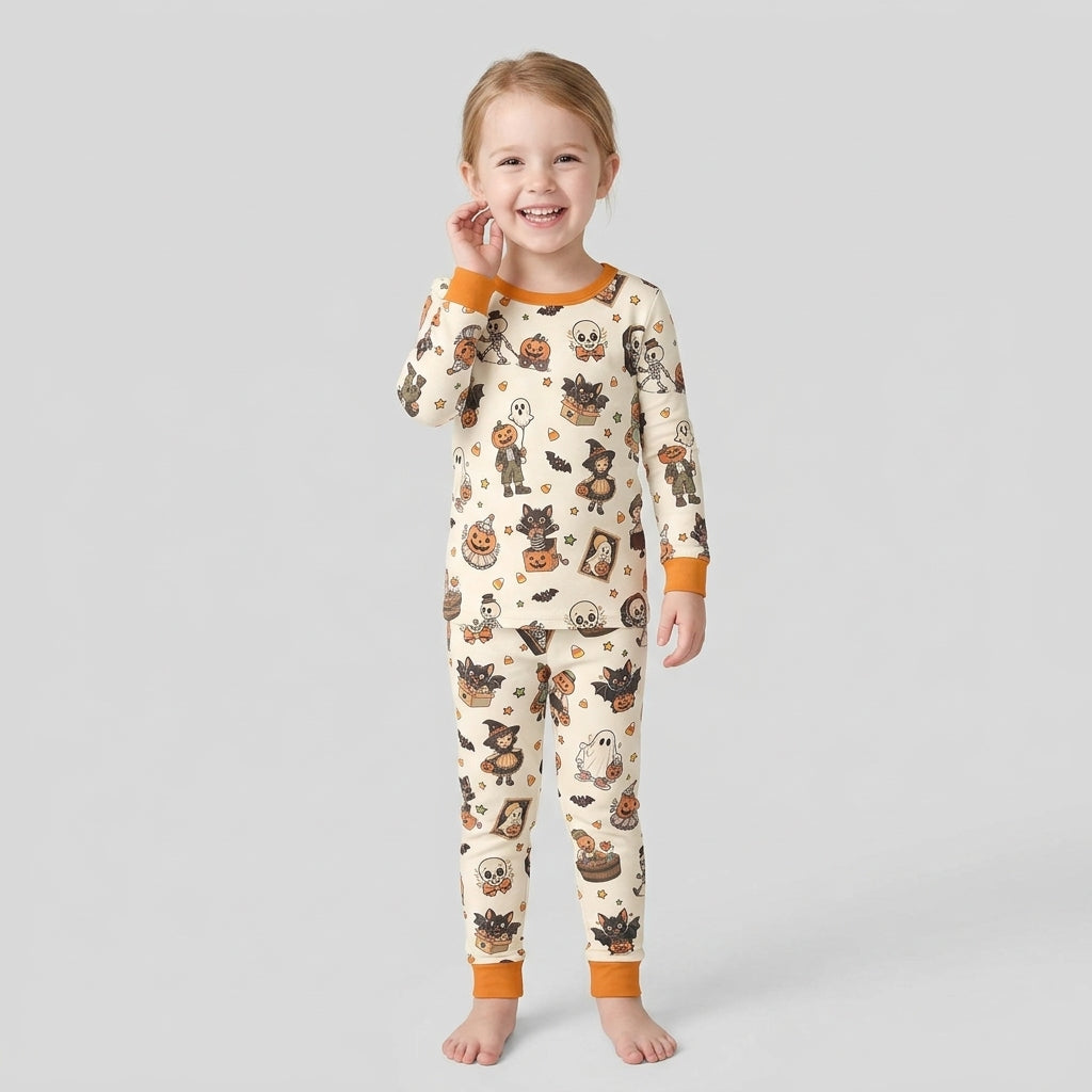 Vintage Halloween Bamboo Two Piece Long Sleeve Pajama Set
