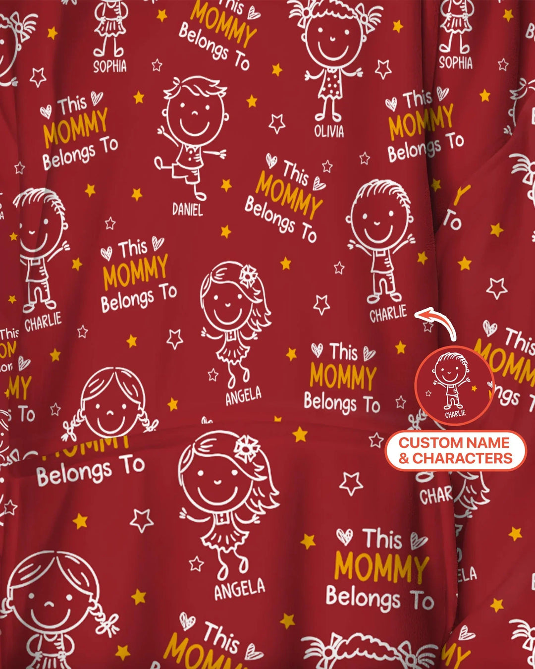 Custom Name "This Mommy Belongs To" Doodle Bamboo Blanket Hoodie