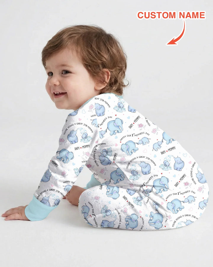 Custom Name Mother & Baby Elephant Convertible Zippy