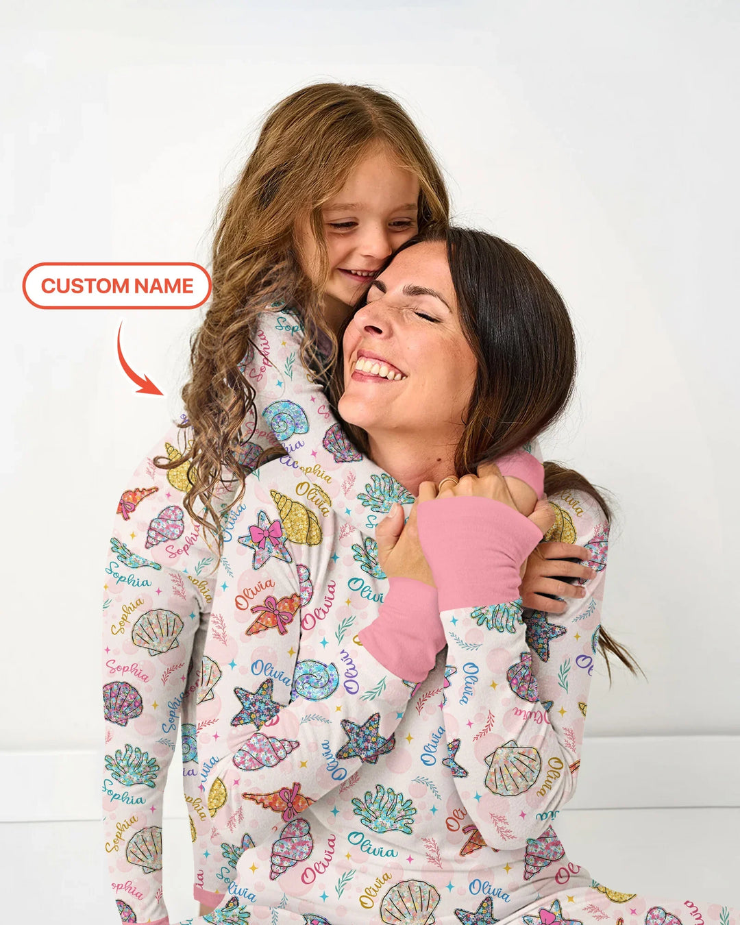 Conjunto de pijama de verano de bambú para mujer con nombre personalizado, diseño de flores silvestres y paisajes marinos