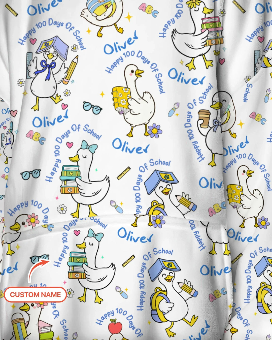 Custom Name Goose Happy 100 Days Of School Blanket Hoodie
