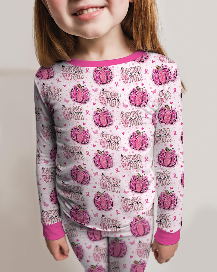 We Wear Pink Pumpkin Mommy & Me Matching Bamboo Two Piece Long Sleeve Pajama Set