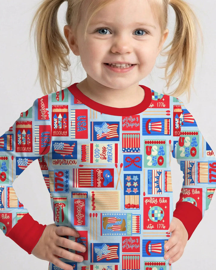 Zweiteiliges Langarm-Pyjama-Set mit Sommerfrüchten
