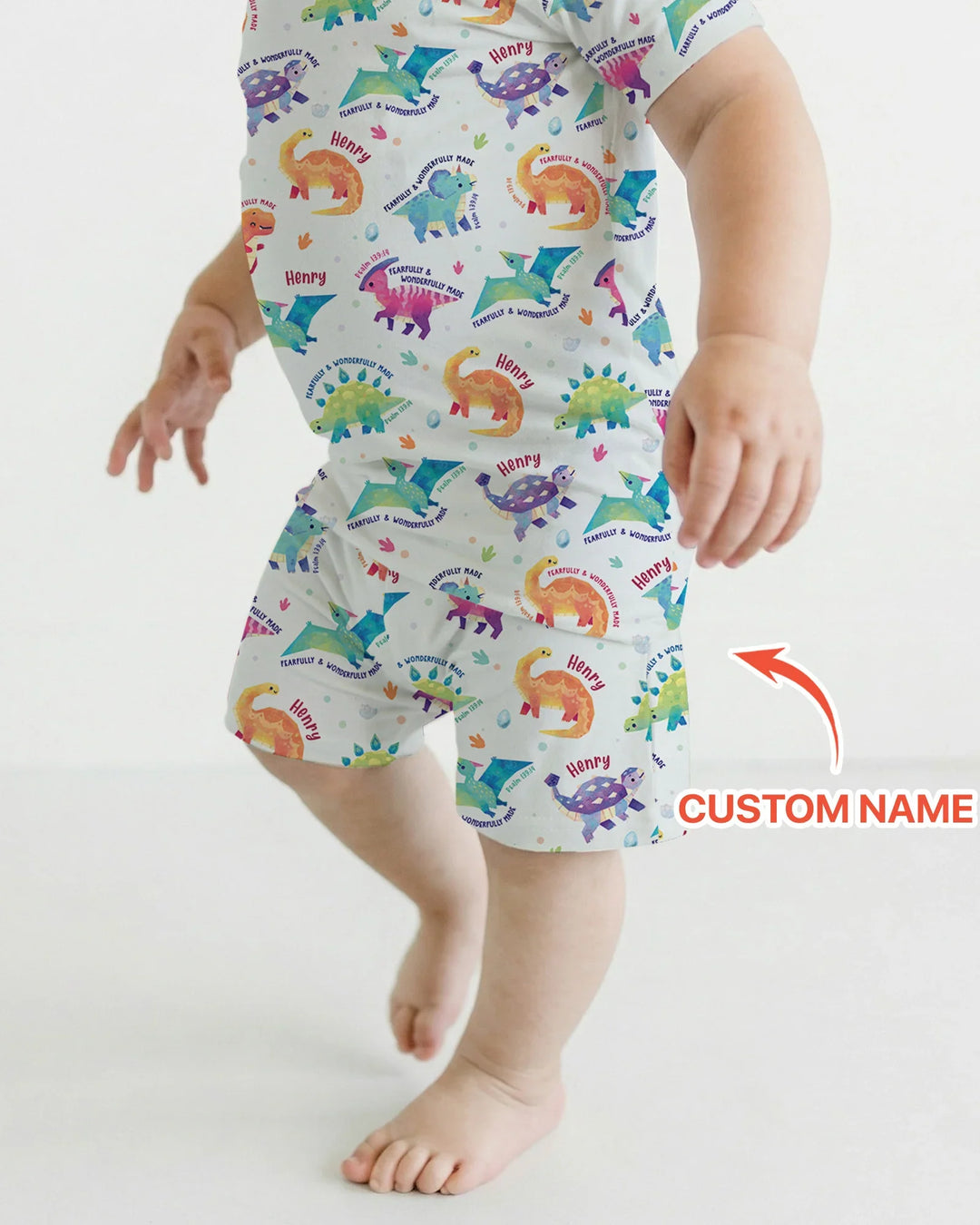 Fearfully & Wonderfully Made Custom Name Boy Bamboo Two Piece Short Sleeve Shorts Pajama Set