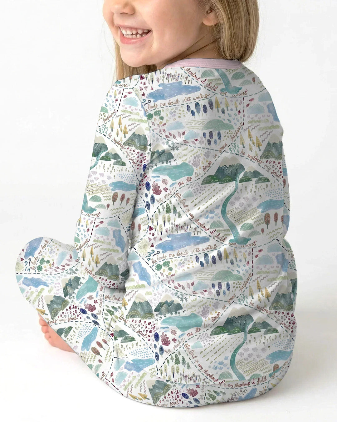 Whimsical Psalms 23 Map Two Piece Long Sleeve Pajama Set