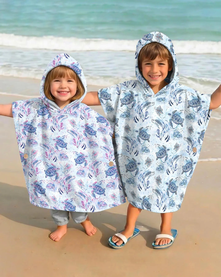 Little Turtles Family Matching Bamboo Swim Poncho