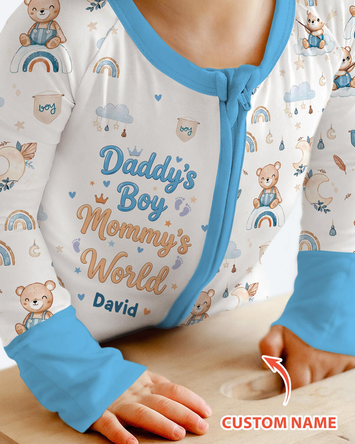 Custom Name Daddy' Boy Mommy' World Bamboo Convertible Zippy