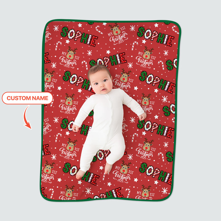 Custom Name "My First Christmas 2025" Toddler Blanket