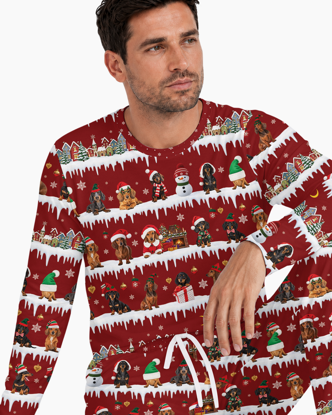 Dachshund Through The Snow Bamboo Men's Pajama Set